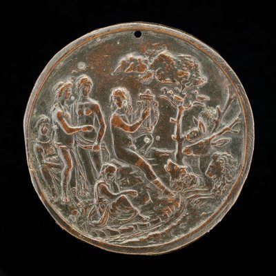動物と戯れるオルフェウス、15 世紀の第 4 四半期。 作： Master of the Orpheus Legend