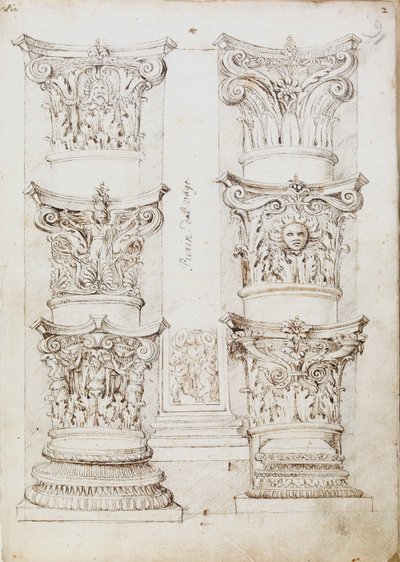 6つの柱頭、1つのレゼンテーション、2つの柱基部、c1512-1517 作： Master of the Oxford Album