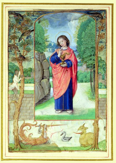 聖ヨハネ伝道者、時間の本を形成する 作： Master of the Prayerbook