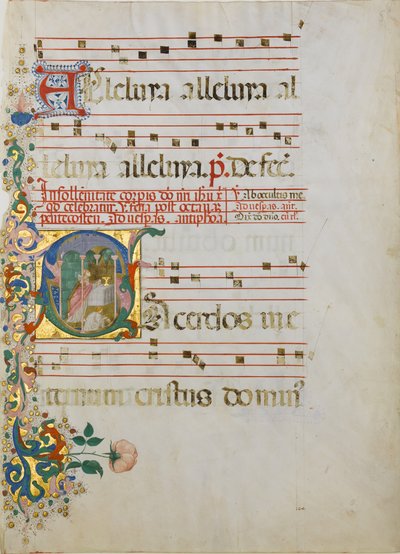 初期のS...でミサを祝う様子が描かれた手稿の葉 15世紀後半 作： Master of the Riccardiana Lactantius