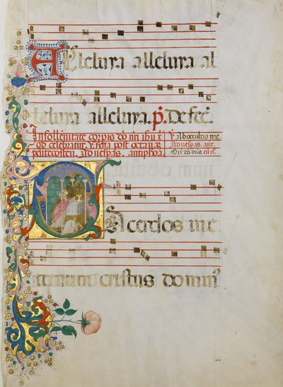初期のS...でミサを祝う様子が描かれた手稿の葉 15世紀後半 作： Master of the Riccardiana Lactantius