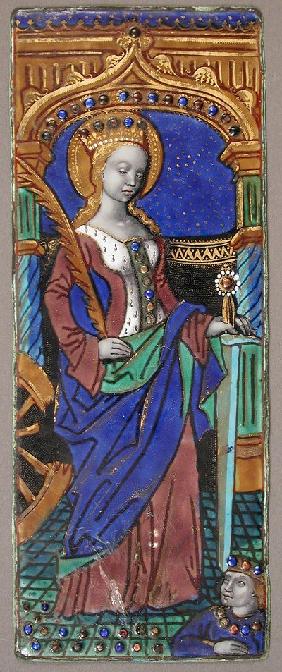 聖カトリーヌのトリプティクパネル フランス 15～16世紀 作： Master of the Triptych of Louis