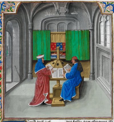Boccaccio and Petrarch From: De casibus virorum illustrium by Giovanni Boccaccio 作： Master of the White inscriptions