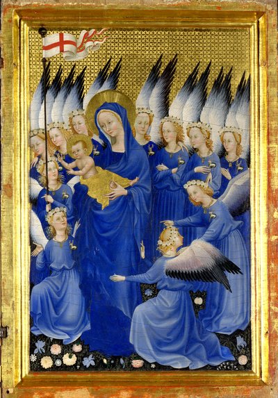 聖母子と天使たち（ウィルトン・ディプティクのパネル右内側） 作： Master of the Wilton Diptych