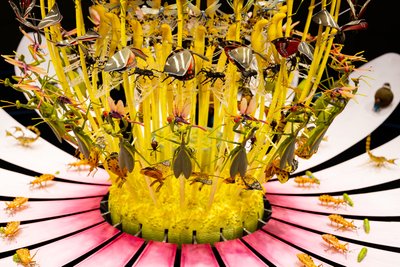 Equinox, 2021 (アクリル、電気回路、油圧、ラッカー、モーター、塗装、再生樹脂、スチール) 作： Mat Collishaw