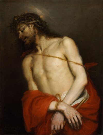 Ecce Homoとしても知られる葦を持つキリスト - Ecce Homo - Cerezo、Mateo、the Younger (1637-1666) - 1665年頃 - キャンバスに油彩 - 98x75 - Szepmuveszeti Muzeum、ブダペスト 作： Mateo Cerezo