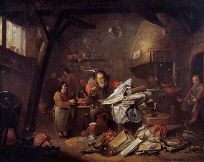 錬金術師の実験室の内部 マテウス・ファン・ヘルモント（1623-1679）の絵画 17世紀 モンペリエのファーブル美術館 作： Matheus van Helmont