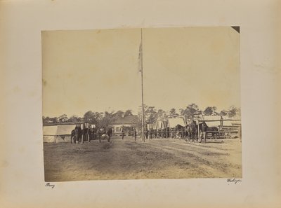 フォート・ブレイディ 第1コネティカット砲兵隊冬の宿舎の建設 作： Mathew B. Brady