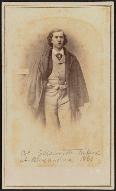 大佐の任意の肖像画 エルマー・エフライム・エルスワース、1861年。 作： Mathew Brady