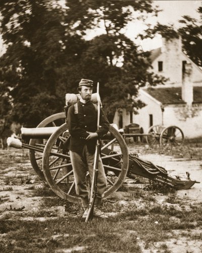 1861年、バージニア州ハーパーズフェリーの近くにある北軍の民間人、DWCアーノルド（グラビア） 作： Mathew B. Brady
