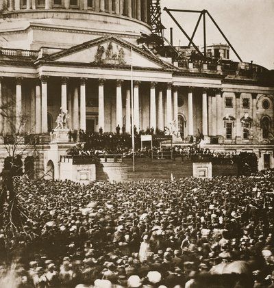 リンカーン大統領の就任式、1861年3月4日（グラビア） 作： Mathew B. Brady