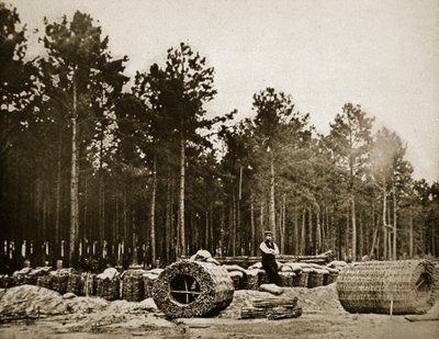 ピーターズバーグの前で蛇籠を作る、1861-65 作： Mathew B. Brady
