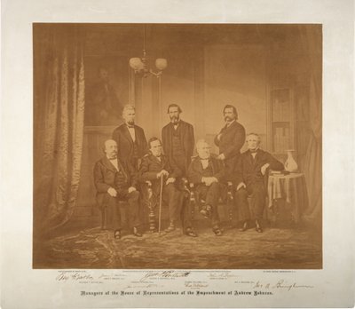 弾劾の衆議院のマネージャー、1868（セピア写真） 作： Mathew B. Brady