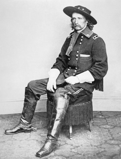 アームストロング・カスター将軍(1839-1876)の肖像(白黒写真) 作： Mathew Brady