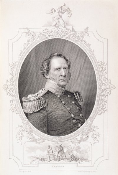 Winfield Scott（1786-1866）from &39;The History of the United States&39;、Vol。 II、チャールズマッカイ、チャールズホールによってダゲロタイプから彫刻 作： Mathew B. Brady