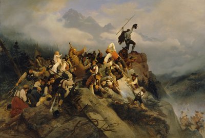 戦う農民の中にいるヨアヒム・ハスピンガー神父 作： Mathias Artaria