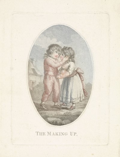 男の子が女の子にキス 構成（オブジェクトのタイトル） 作： Mathias de Sallieth