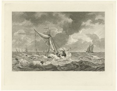 1778年、テセル近郊の船長クラース・リンゲルスのカーグのビーチ 作： Mathias de Sallieth