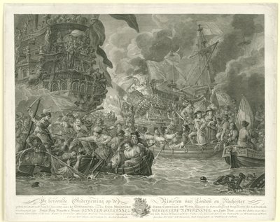 メドウェイに対するオランダの襲撃とロイヤル チャールズ号の捕獲、1667 年 作： Mathias de Sallieth