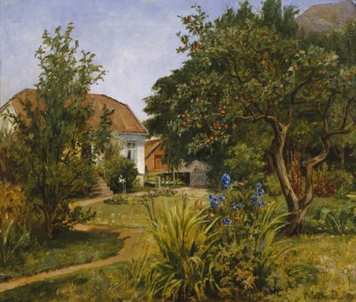 家のある夏の庭 作： Mathilde Dietrichson