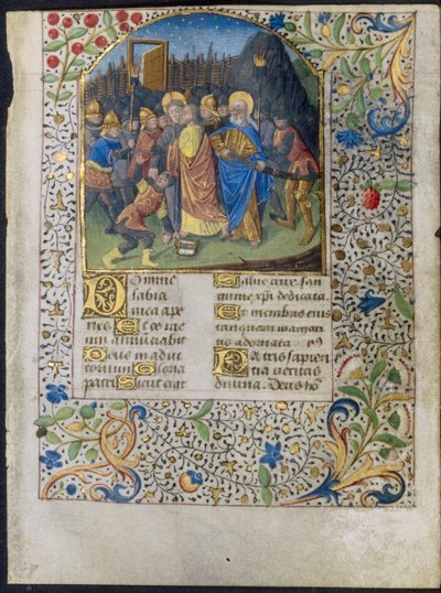 時の書からの葉っぱ：キリストの裏切り、c。 1470-1485。 作： Maître François