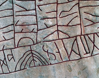 Rök、Östergötland、スウェーデンのルーン石の詳細。 作： Mats Alm