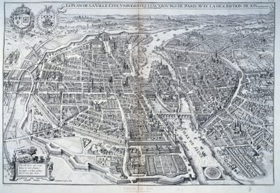 1615年のパリの平面図。マチュー・メリアンの版画 作： Mattaus the Younger Merian
