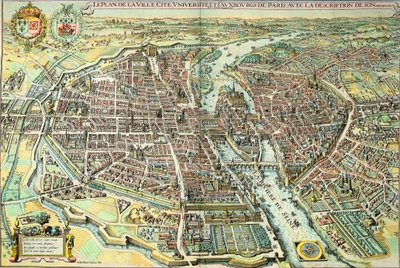 1615年のパリの平面図。マチュー・メリアンの版画 作： Mattaus the Younger Merian