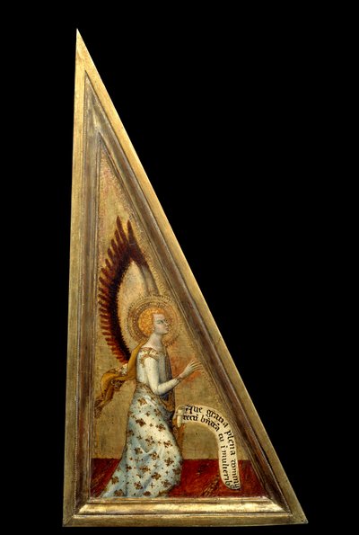 受胎告知の天使」。マッテオ・ジョヴァネッティ（1300-1369）による絵画 14世紀 作： Matteo Giovanetti