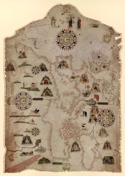 地中海、黒海、西ヨーロッパと北西アフリカの海岸のチャート、1559年頃 作： Matteo Prunes