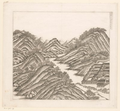 中国承徳 (Jehol) のインペリアル サマー パレスの一部のビュー 作： Matteo Ripa
