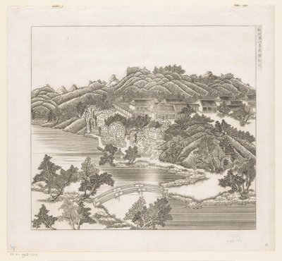 中国承徳 (Jehol) のインペリアル サマー パレスの一部のビュー 作： Matteo Ripa