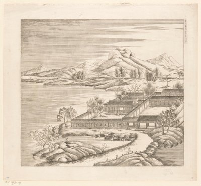 中国承徳 (Jehol) のインペリアル サマー パレスの一部のビュー 作： Matteo Ripa