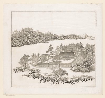 中国承徳 (Jehol) のインペリアル サマー パレスの一部のビュー 作： Matteo Ripa