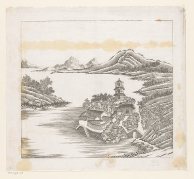 中国承徳 (Jehol) のインペリアル サマー パレスの一部のビュー 作： Matteo Ripa