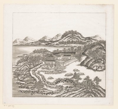 中国承徳 (Jehol) のインペリアル サマー パレスの一部のビュー 作： Matteo Ripa