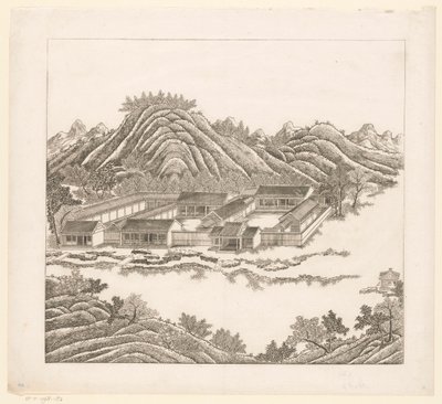 中国承徳 (Jehol) のインペリアル サマー パレスの一部のビュー 作： Matteo Ripa