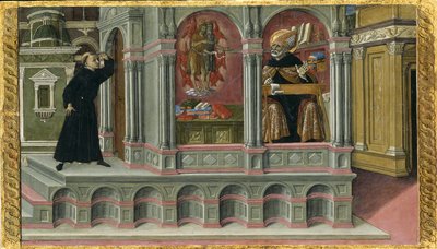 聖オーガスティンの聖人ジェロームと洗礼者ヨハネのビジョン、1476 作： Matteo di Giovanni di Bartolo