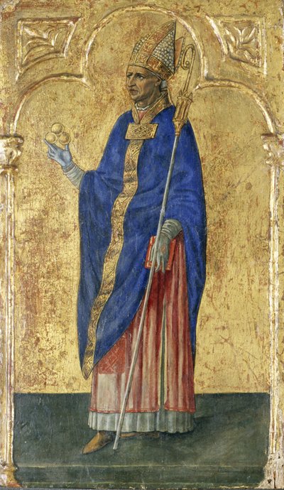 バーリの聖ニコラス（ポプラの木のテンペラ） 作： Matteo di Giovanni di Bartolo