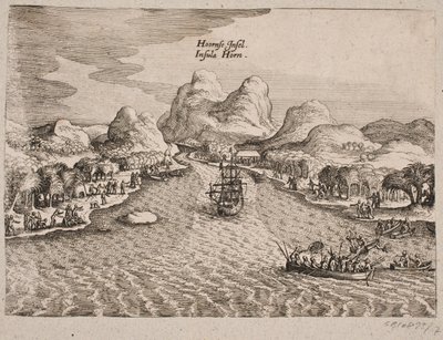 Hornøen (Horn Island) の短い説明 作： Matthäus Merian d.Æ.