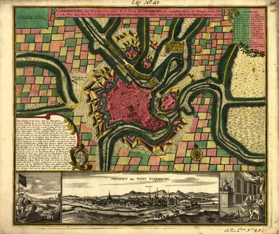 ルクセンブルク、低地地方にあるこの名の公国の非常に有名な要塞 作： Matthaeus Seutter