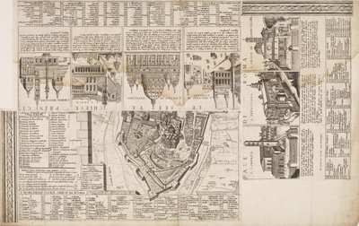七つの巡礼教会。 ローマの地図へのボーダー装飾 作： Matthaus Greuter