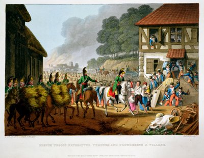 フランス軍が退却して村を略奪する」1816年 作： Matthew Dubourg