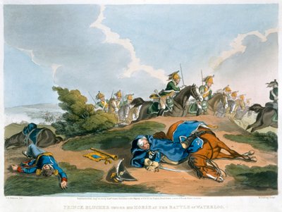 ワーテルローの戦いで馬の下にいるブラッハー王子」1815年 作： Matthew Dubourg