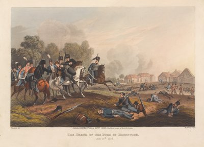 ブランズウィック公爵の死、1815年6月15日[sic]。(印刷) 作： Matthew Dubourg