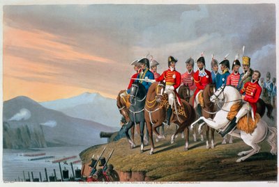 「ビダソア川を渡り、フランスに入るウェリントン公爵とその杖」、1813～1816年 作： Matthew Dubourg