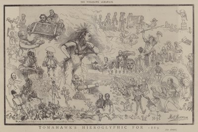 1869年のトマホークのヒエログリフ（カラーリトグラフ 作： マシュー 