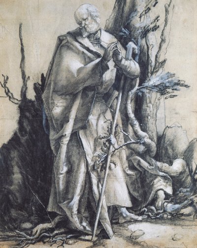 森の中の聖ヨハネ」1515年頃 マティアス・グルーネヴァルト（1470-1528）作 紙に黒チョーク 37x29cmドイツ 作： Matthias (c.1480 1528) Grunewald