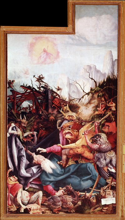 イッセンハイムの祭壇画「大聖アントニウスの誘惑」（パネルに油彩 作： Matthias (c.1480 1528) Grunewald