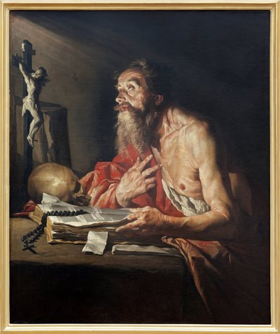 聖ジェローム、Mathias Stomer (Matthias Stom) (1600-after 1650) 作キャンバスに油彩画 - 写真、KIM Youngtae、ナント、ナント美術館 作： Matthias (c.1600 p.1650) Stomer
